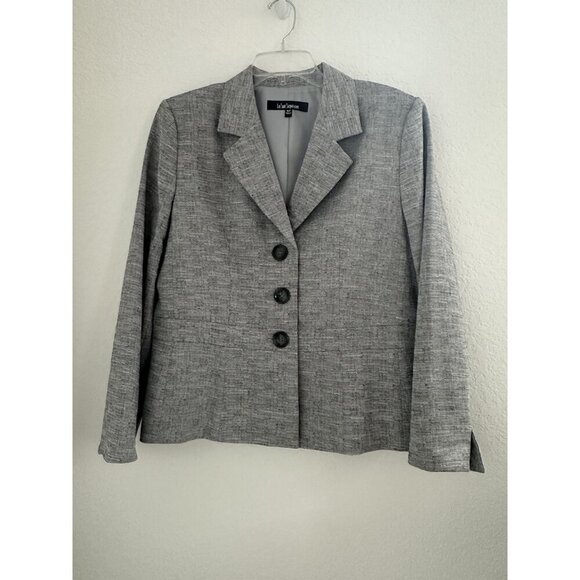 Le Suit Separates Womens Jacket Petites 16P Gray‎ Fitted Textured Career Preppy - Picture 1 of 9